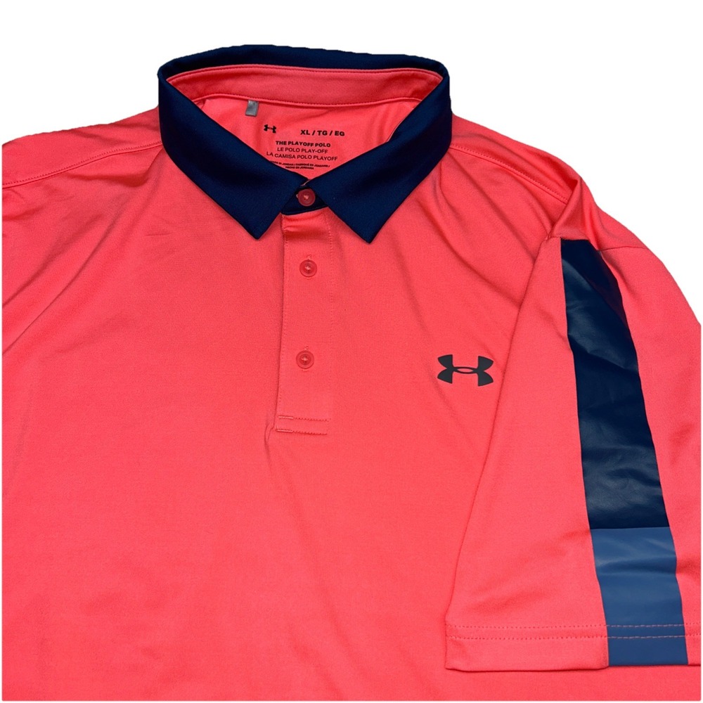 Under Armour The Playoff‎ Polo, Pink, Grey Accents, XL